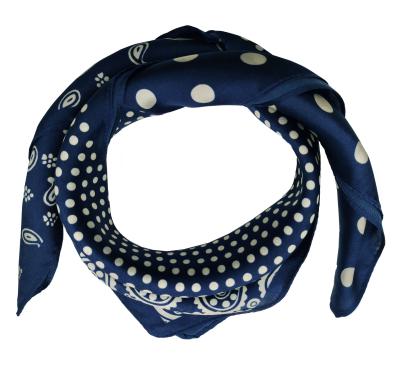 Nickituch Seide Satin Punkte Paisley Blau